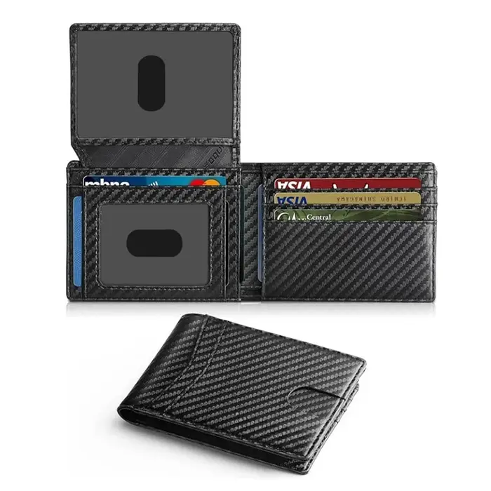 Portefeuille pour hommes en cuir Rfid ultra fin avec fenêtre d'identification
