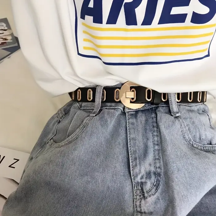 Ceinture tendance pour femme avec boucle croissant doré