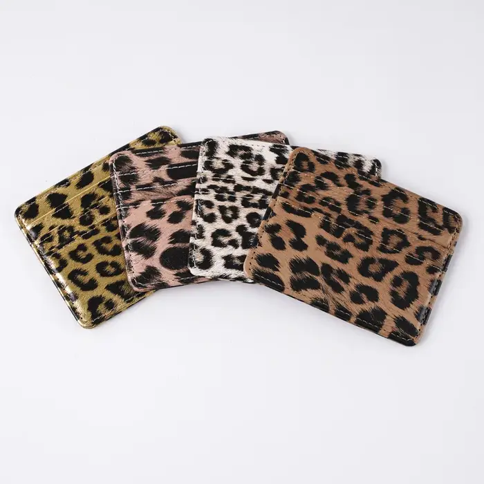 Porte-cartes en cuir PU imprimé léopard
