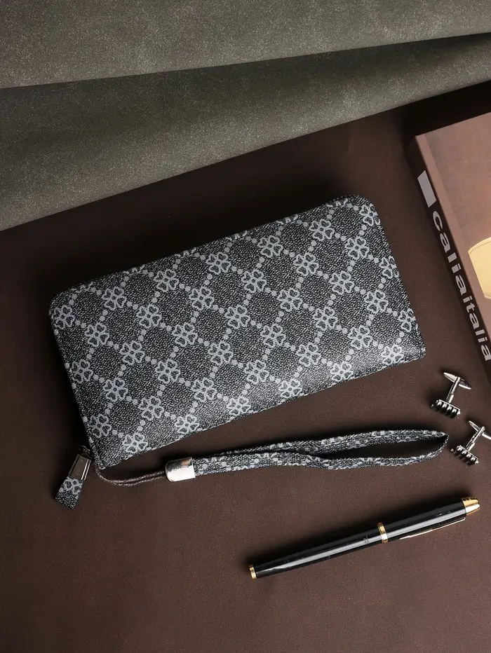 Portefeuille long pour homme - Cuir PU de qualité supérieure avec dragonne amovible