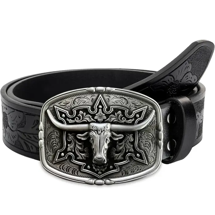 Ceinture pour hommes de Style Couple de Cowboy occidental-motif irrégulier sculpture fleur longue co