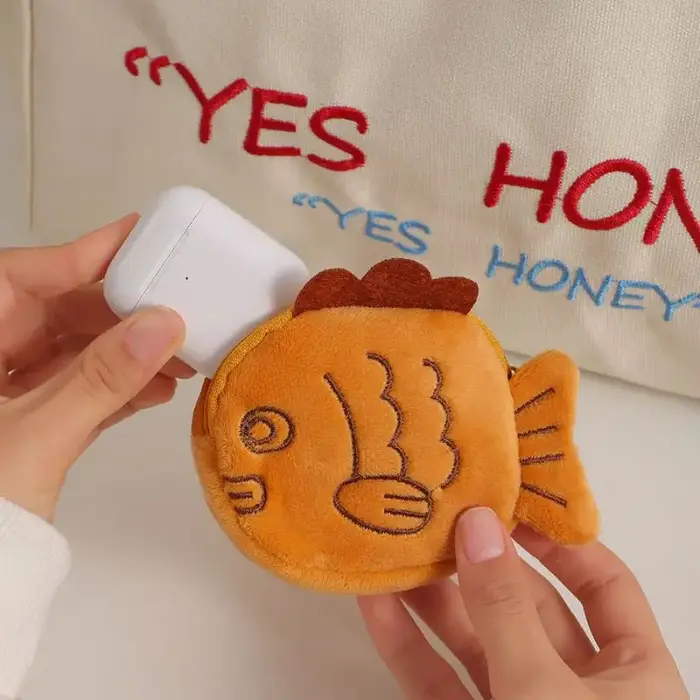 Mignon en peluche poisson porte-monnaie femmes Taiyaki argent carte clé écouteur