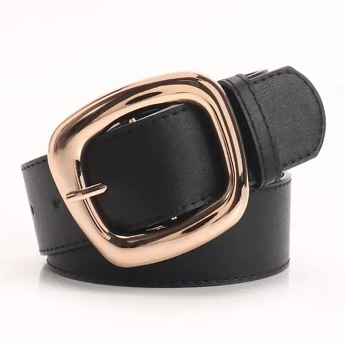 Ceinture large à boucle trapézoïdale polyvalente pour femmes