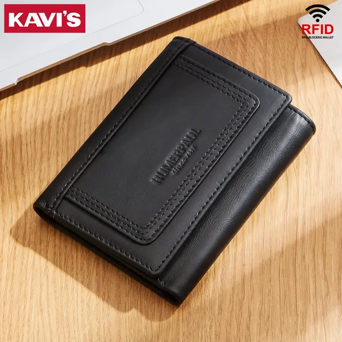 KAVIS Portefeuille à trois volets pour hommes
