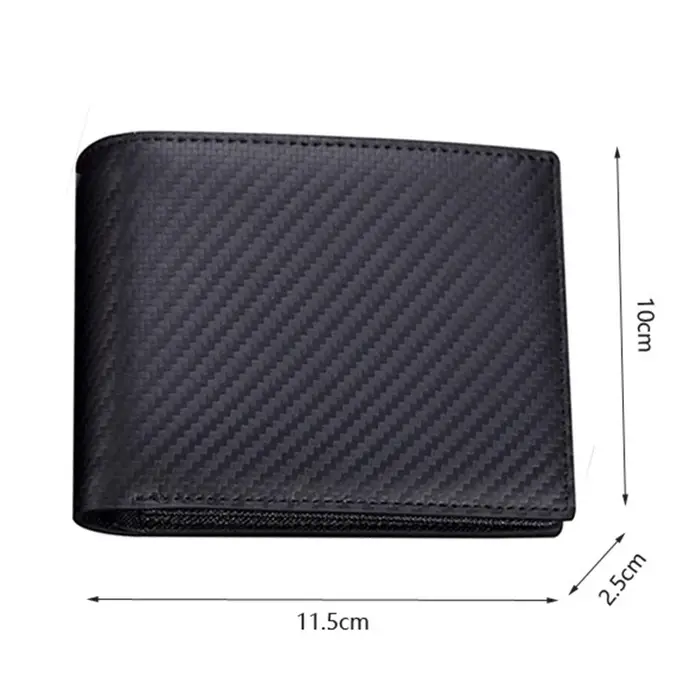 Portefeuille en cuir PU en fibre de carbone pour hommes et femmes
