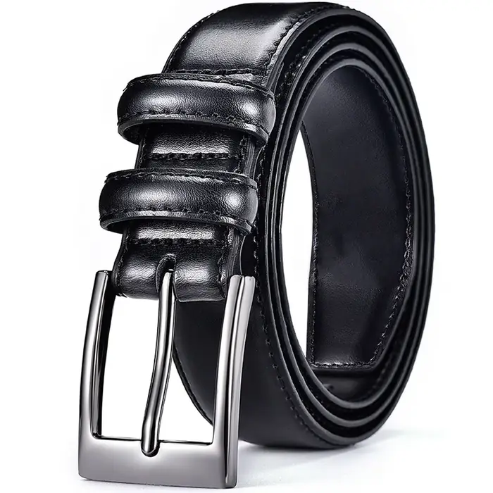 Ceinture double couche pour homme, disponible en noir, marron, café et argent, avec boucle à ardillo