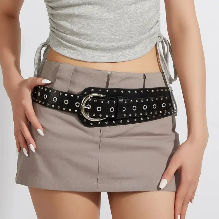 Ceinture noire rétro vintage à rivets