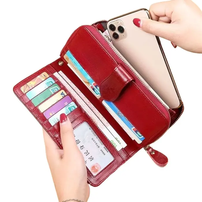Vintage 2025 femmes portefeuille grande capacité Multi fentes pour cartes sac à main monnaie poche couleur unie sac