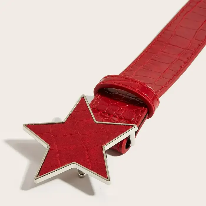 Étoiles rouges nouvelles dames ceinture mode personnalité Rivets Punk jean accessoires polyvalent décontracté étudiant