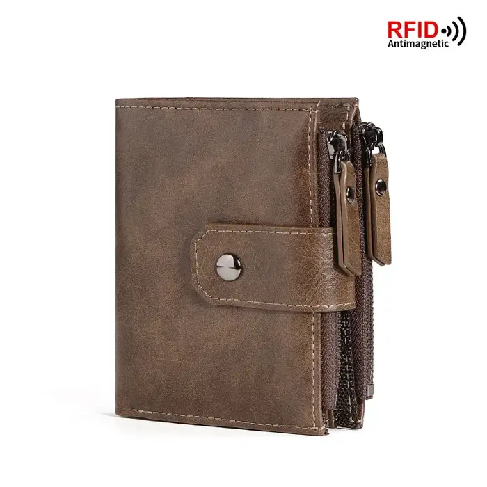 2024 nouveau porte-monnaie pour hommes portefeuille RFID blocage fermeture éclair vintage portefeuil