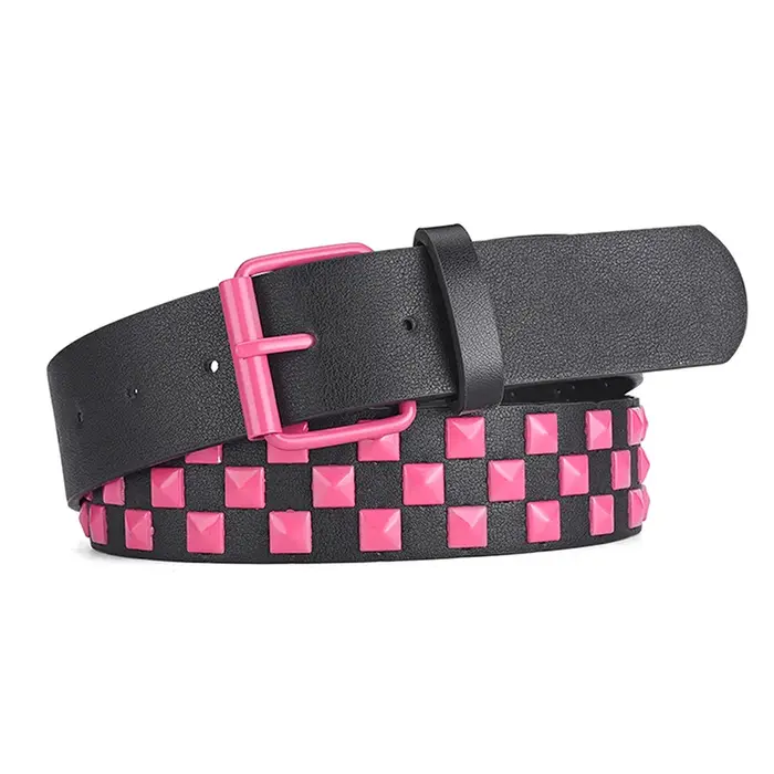 Ceinture en cuir PU personnalisée pour hommes et femmes, ceinture en damier, 107cm, mode universelle, hip-hop, punk, style Ins, nouveau, RiSALE
