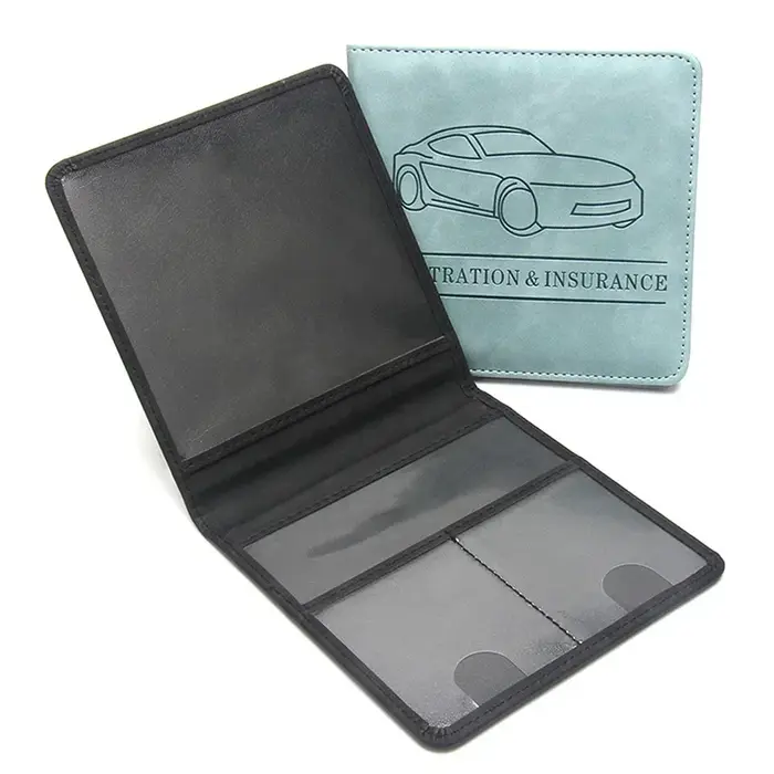 Porte-carte d'assurance et de permis de conduire d'enregistrement de voiture-boîte à gants de véhicule en cuir organisateur de documents automobiles