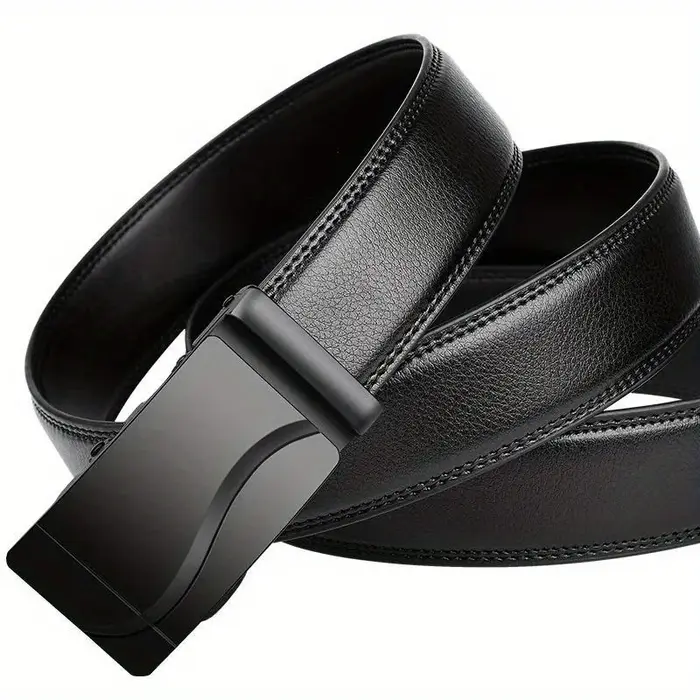 Ceinture en cuir pour homme avec boucle automatique en alliage métallique