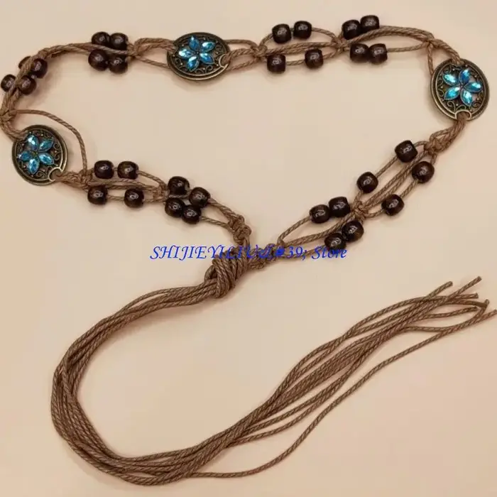 E21F – ceinture taille tressée en corde coton