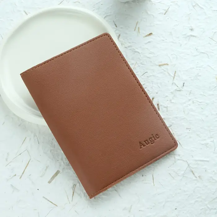 Couverture de passeport personnalisée en cuir PU - Portefeuille de voyage avec nom personnalisé Nouv