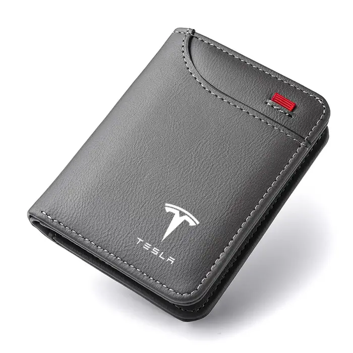 Emblèmes de voiture portefeuille souple en cuir Mini porte-monnaie pour cartes de crédit petit portefeuille Portable pour Tesla modèle 3 modèle S X modèle Y Roadster SpaceX