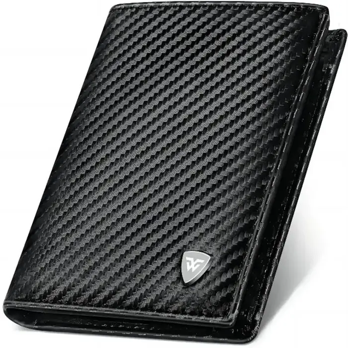 Portefeuille classique pour hommes, porte-cartes en fibre de carbone noir, sac de compartiment à fen