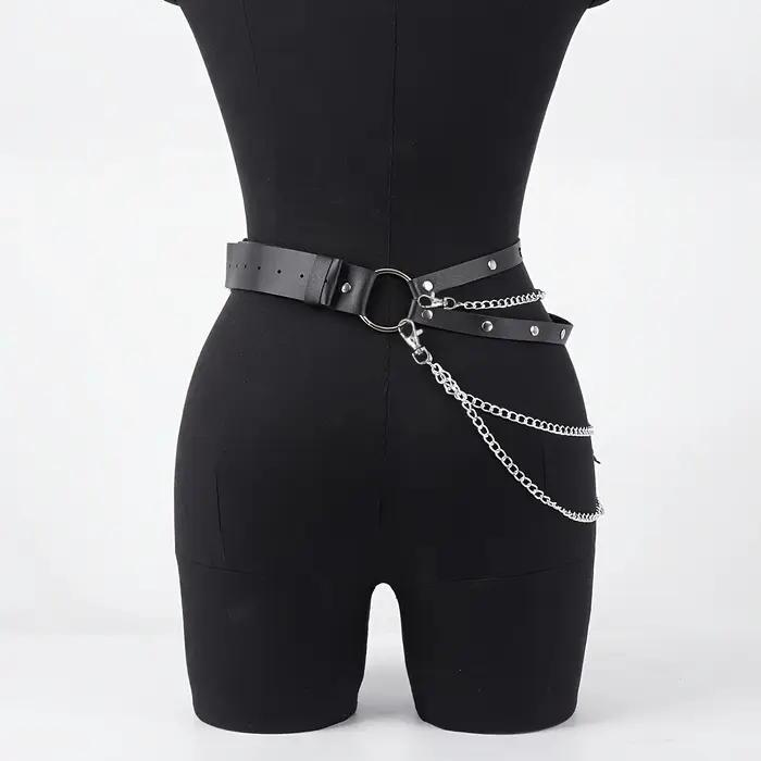 Ceinture en cuir réglable pour femmes, chaîne de corps, harnais de taille Sexy, accessoire de chaîne de ventre gothique, bijoux de Festival pour filles
