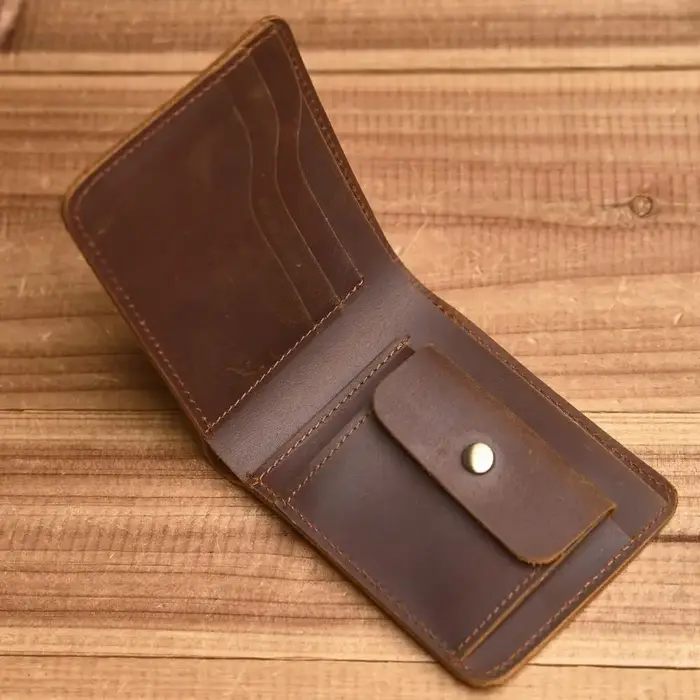 Portefeuille court ZRCX avec poche à monnaie, en cuir véritable
