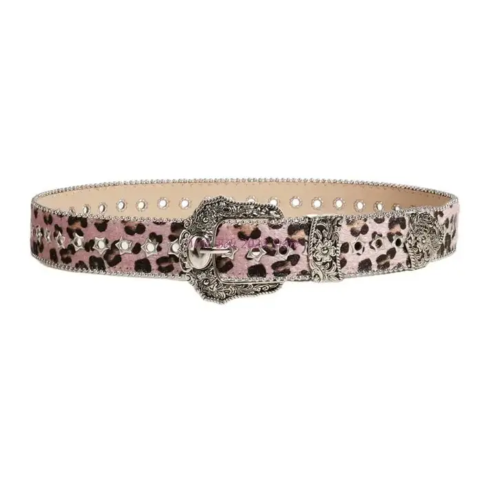 49ME – ceinture imprimée léopard à mode des années avec boucles à ardillon, en PU, pour Jeans