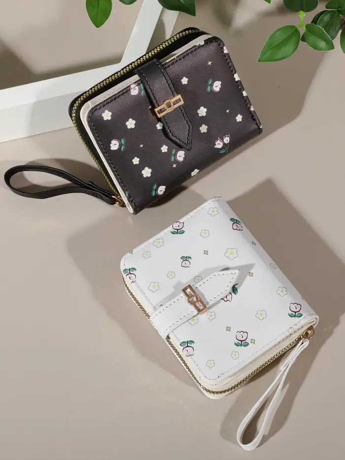 Porte-carte de crédit à motifs de fleurs pour femmes ou hommes