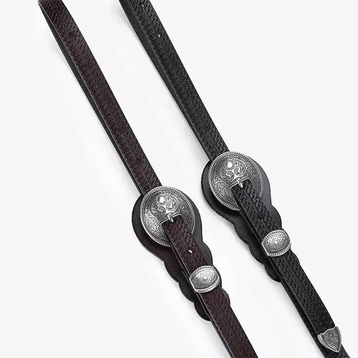 Ceinture vintage pour femme 110 cm en cuir véritable texturé