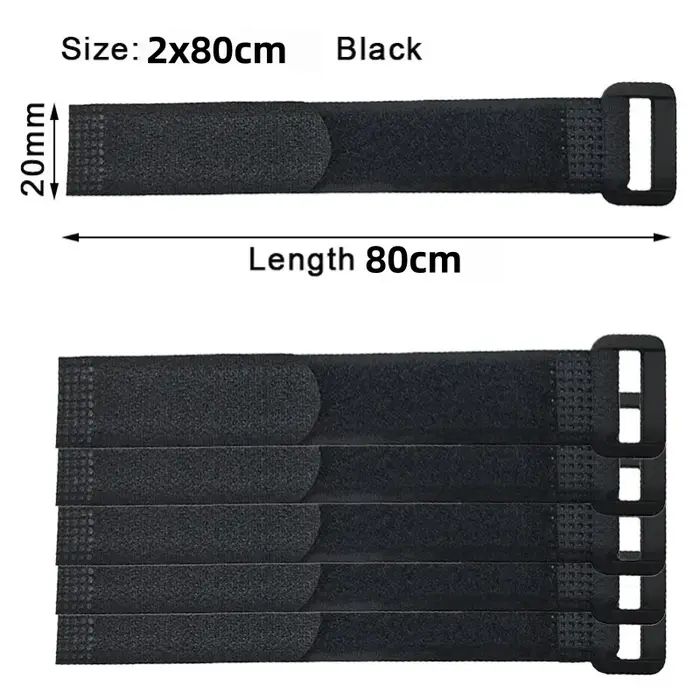 Sangles Velcro noires largeur 20mm attaches zippées en Nylon