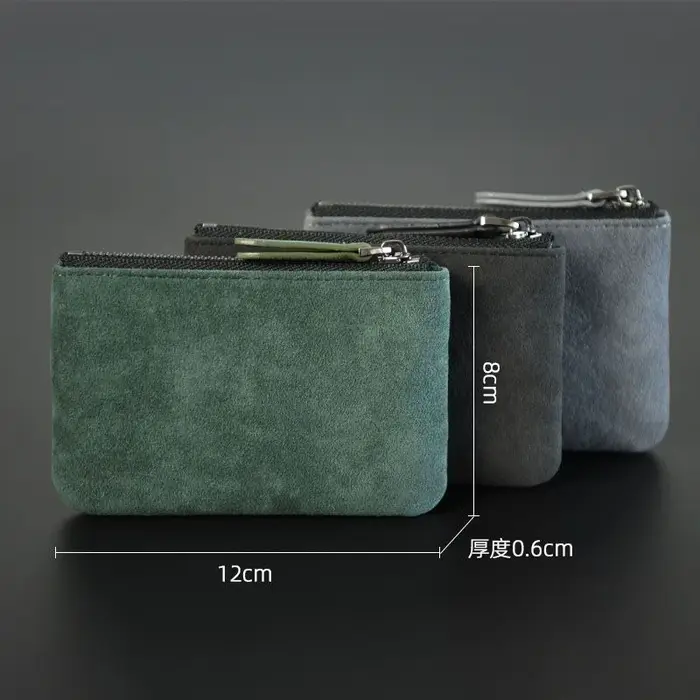 Mini Portefeuille en Cuir Simple et Portable Petit Porte-Monnaie à Fermeture Éclair Rétro pour Hommes et Femmes Porte-Cartes de Crédit Fin