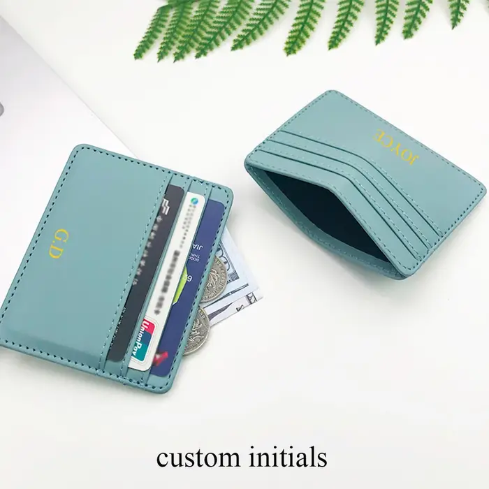 Portefeuille en cuir PU avec initiales personnalisées pour hommes et femmes