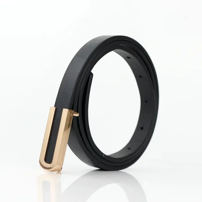 Ceinture fine en cuir noir pour femmes, 100cm, à la mode et polyvalente, robe décorative, costume Si