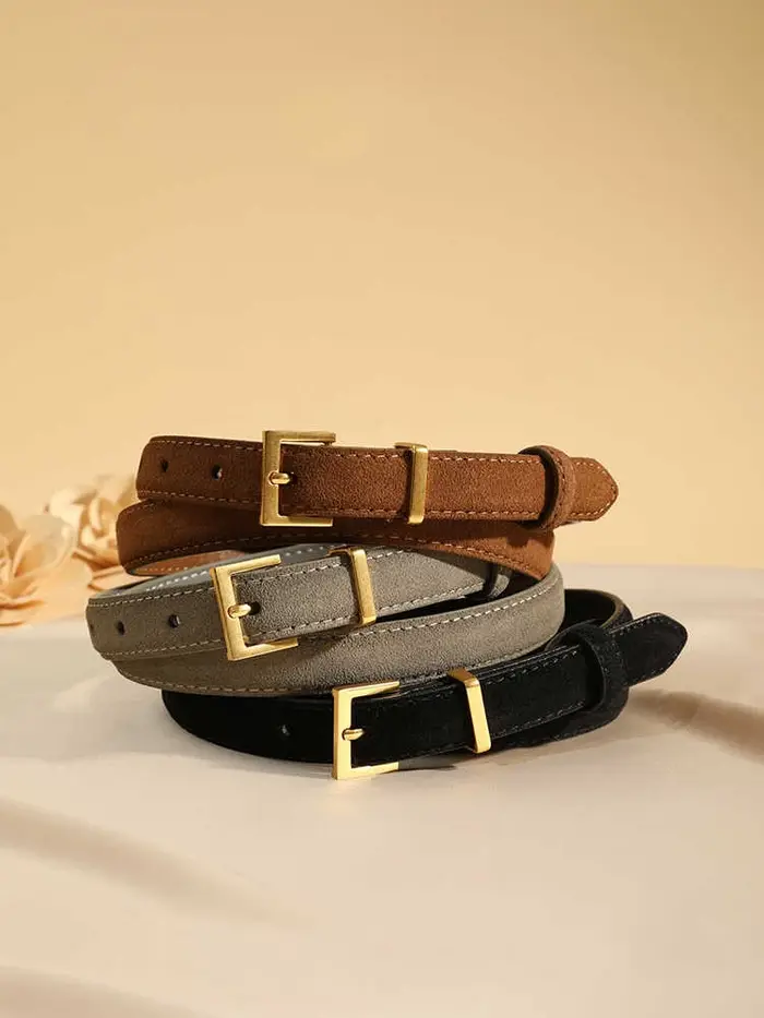 Ceinture en cuir suédé pour femmes avec boucle en métal