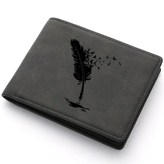Nouveau portefeuille pour hommes à motif de plumes d'ange noires de qualité supérieure avec plusieur