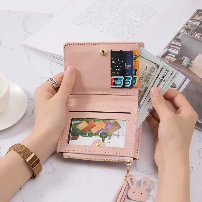 Portefeuille de marque de luxe en cuir PU pour femmes