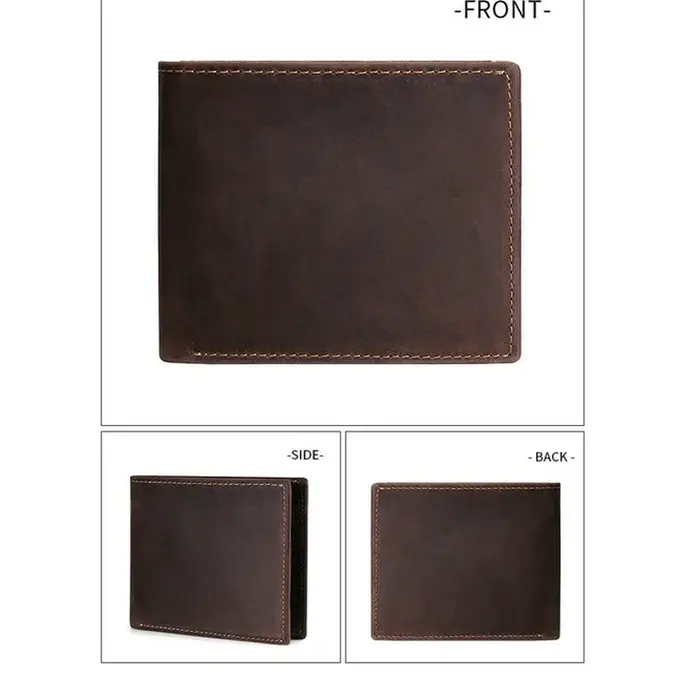 GENODERN nouveau portefeuille en cuir pour hommes mode d'affaires rétro portefeuille en cuir de cheval fou