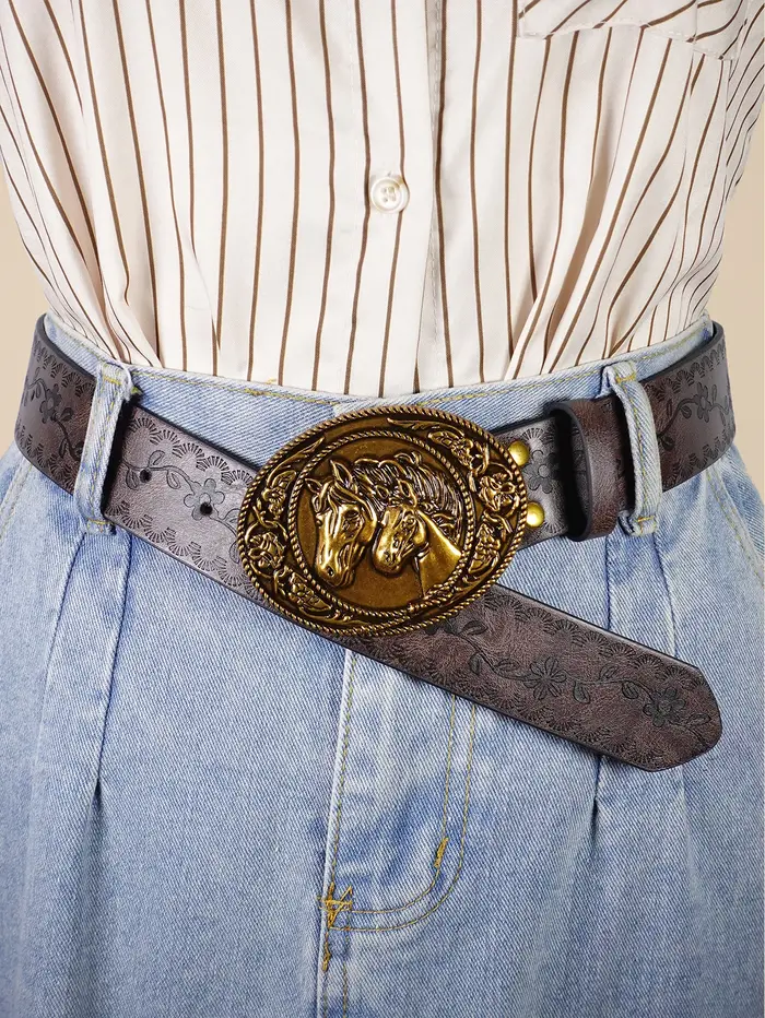 Ceinture rétro en denim occidental