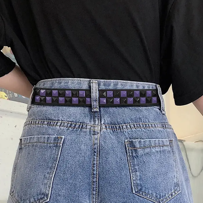 Ceinture Punk à rivets violets pour femmes