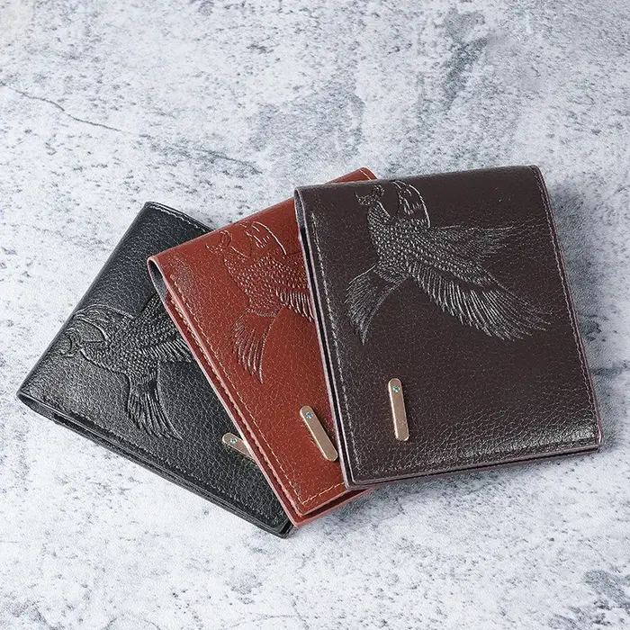 Portefeuille court en cuir souple pour hommes