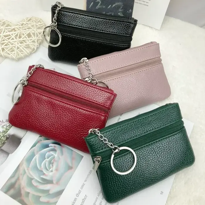 Porte-monnaie en cuir pour femme, mini porte-monnaie, poche à monnaie pour enfants, portefeuilles, p
