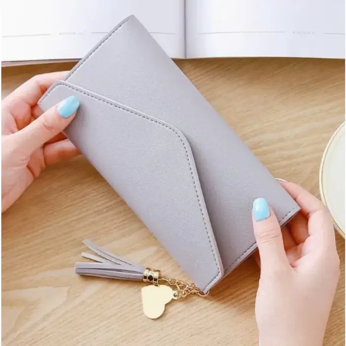 Portefeuille long élégant pour femme en cuir PU souple avec fermeture éclair simple – Noir