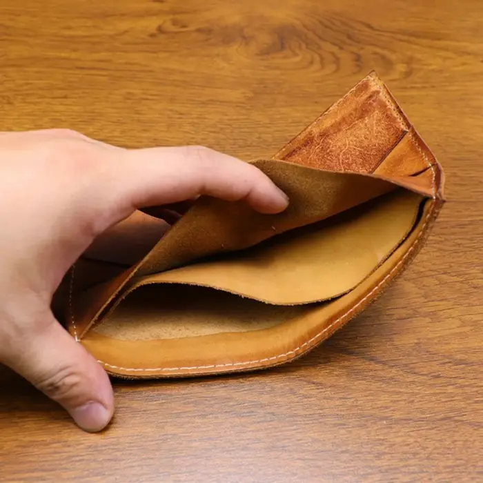 Portefeuille court rétro multicolore pour hommes, fait à la main, en cuir tanné végétal en détresse, fentes multi-cartes, porte-monnaie en cuir de vache