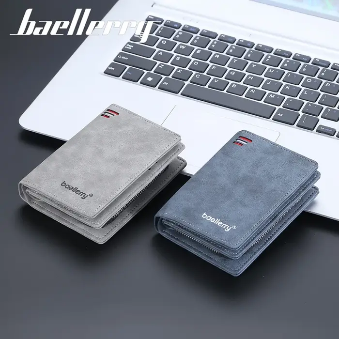 Baellerry nouveaux hommes portefeuilles de haute qualité marque porte-carte court mâle sacs à main fermeture éclair