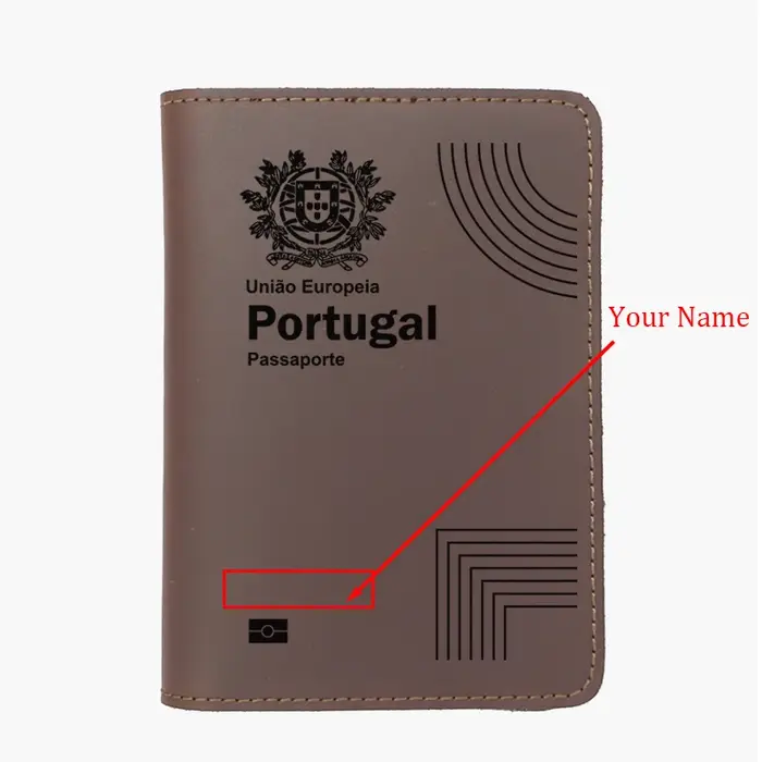 Porte-passeport en cuir véritable fait à la main de la république portugais