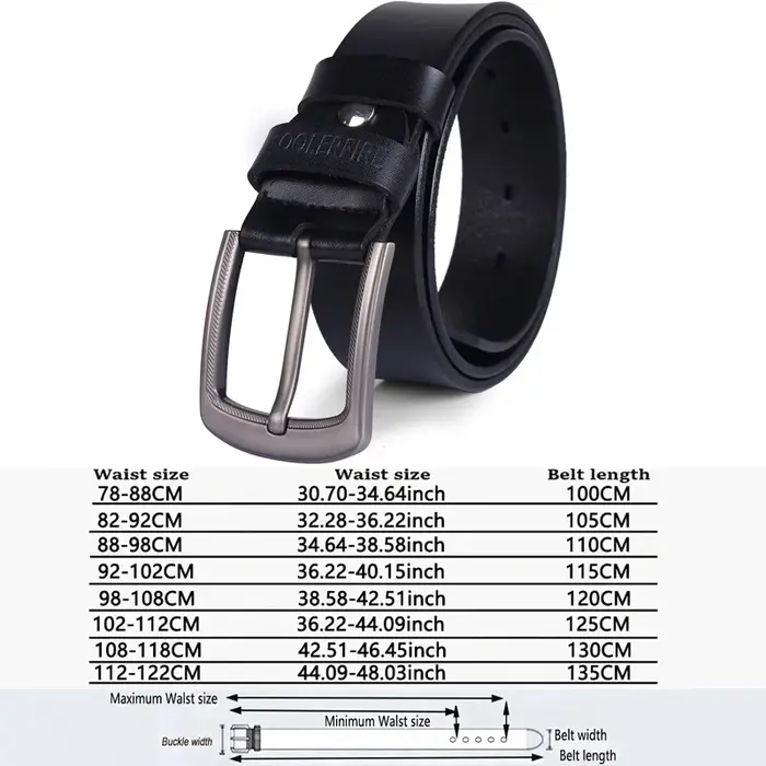 COOLERFIRE Ceinture en cuir véritable avec boucle à ardillon