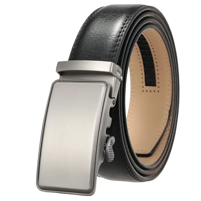 Ceinture en cuir véritable pour hommes, 3.5cm, avec boucle automatique, à la mode, pour les affaires