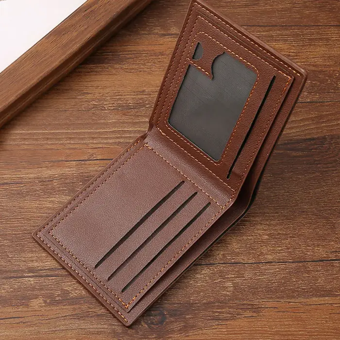 Lychee-Porte-cartes en cuir Bergame pour hommes, porte-monnaie court, porte-monnaie en espèces, porte-monnaie de style professionnel, multi-patchwork