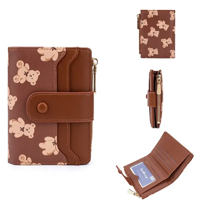 Nouveau portefeuille pour femme – Sac à cartes court en cuir PU avec 4 emplacements et poche pour pièces de monnaie (cadeau léger)
