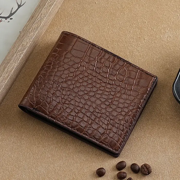 Portefeuille en cuir de crocodile à deux volets
