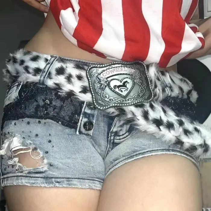 Ceinture en fourrure de cow-girl léopard pour hommes et femmes