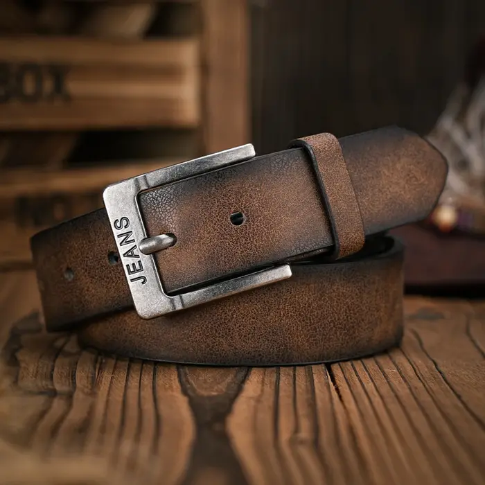Une ceinture rétro décontractée pour hommes et femmes, style occidental! Ceinture en cuir PU avec bo