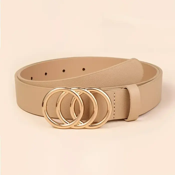 1 pièces doré Triple anneau boucle ceintures Simple couleur unie PU cuir ceinture jean pantalon